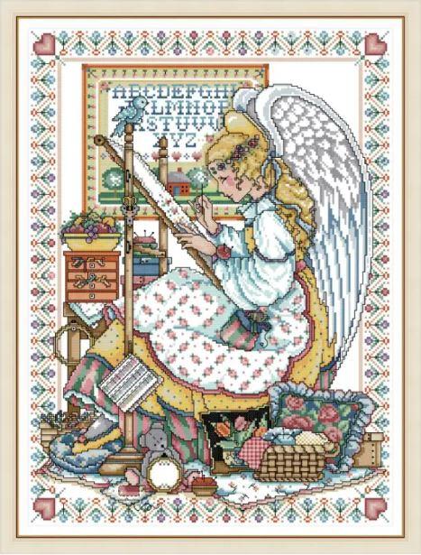 Набір для вишивання за нанесеною на канву схемою "Angel embroider ". AIDA 14CT printed , 40*52см
