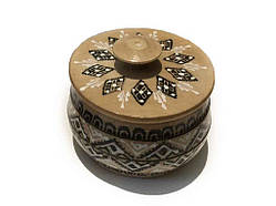 Солонка деревяна розписна з кришкою (d=7см, h=5см) велика ТМ MATIYCHUK Solmir