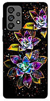 Чехол с принтом для Samsung Galaxy A73 5G / для самсунг галакси А73 Flowers on black