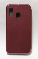Чехол книжка для Samsung A40 / чехол на самсунг А40 (бордовый цвет) / на магните / с отделом для карт /