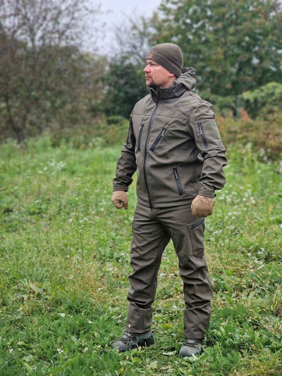 Тактичний водонепроникний костюм Soft shell на флісі