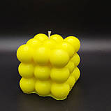 Свічка куб Bubble 3х3  жовтого кольору, фото 2