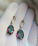 Срібні сережки із золотом містик камінь, фото 3