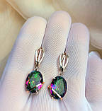 Срібні сережки із золотом містик камінь, фото 5