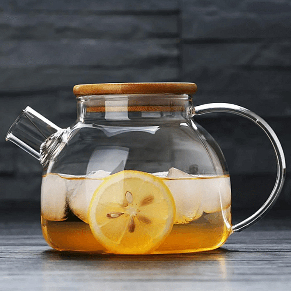 Заварювальний чайник із жароміцного скла з бамбуковою кришкою "Стокгольм" 1000