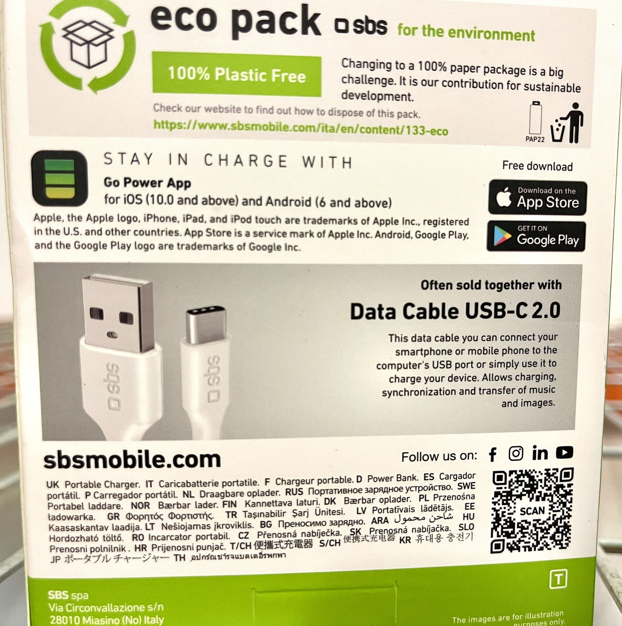 Внешний Аккумулятор SBS Powerbank 20000 MAh White (TTBB20000PD20W.