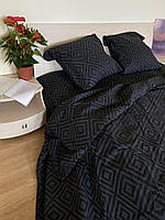 Комплект постельного белья полуторка бязь Ромб чёрный