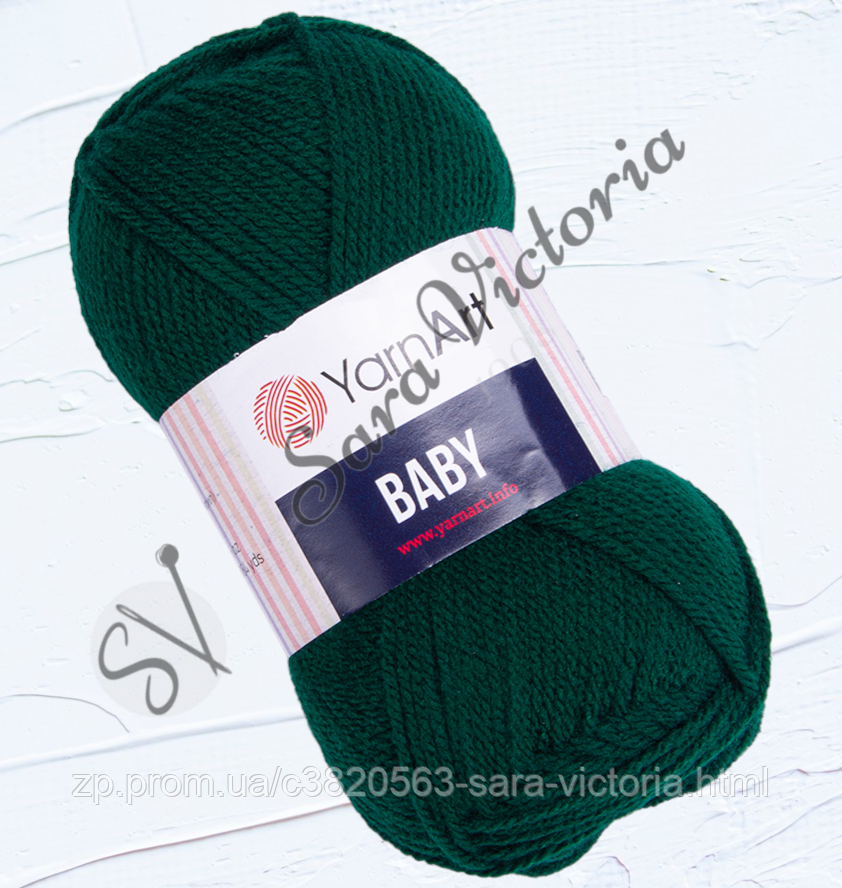 Зелена акрилова пряжа YarnArt Baby (Ярнарт Бебі) 590 малахіт, фото 1