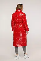 Стильний зимовий жіночий пуховик двобортний на кнопках з плащової тканини лак з 44 по 58 розмір, фото 8