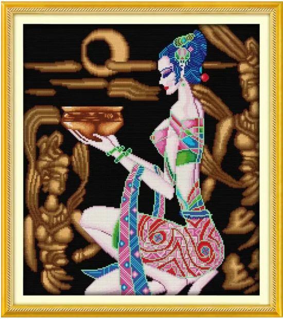 Набір для вишивання за нанесеною на канву схемою "Beautiful shot (5) ". AIDA 14CT printed , 44*50 см