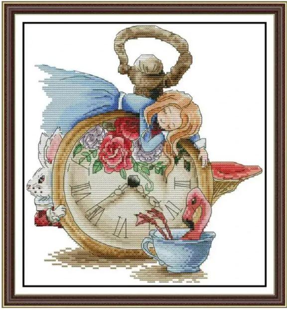 Набір для вишивання за нанесеною на канву схемою "Sleeping Alice". AIDA 14CT printed, 30*32 см