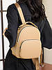 Жіночий рюкзак темно-бежевий міський з декором на застібці, фото 2