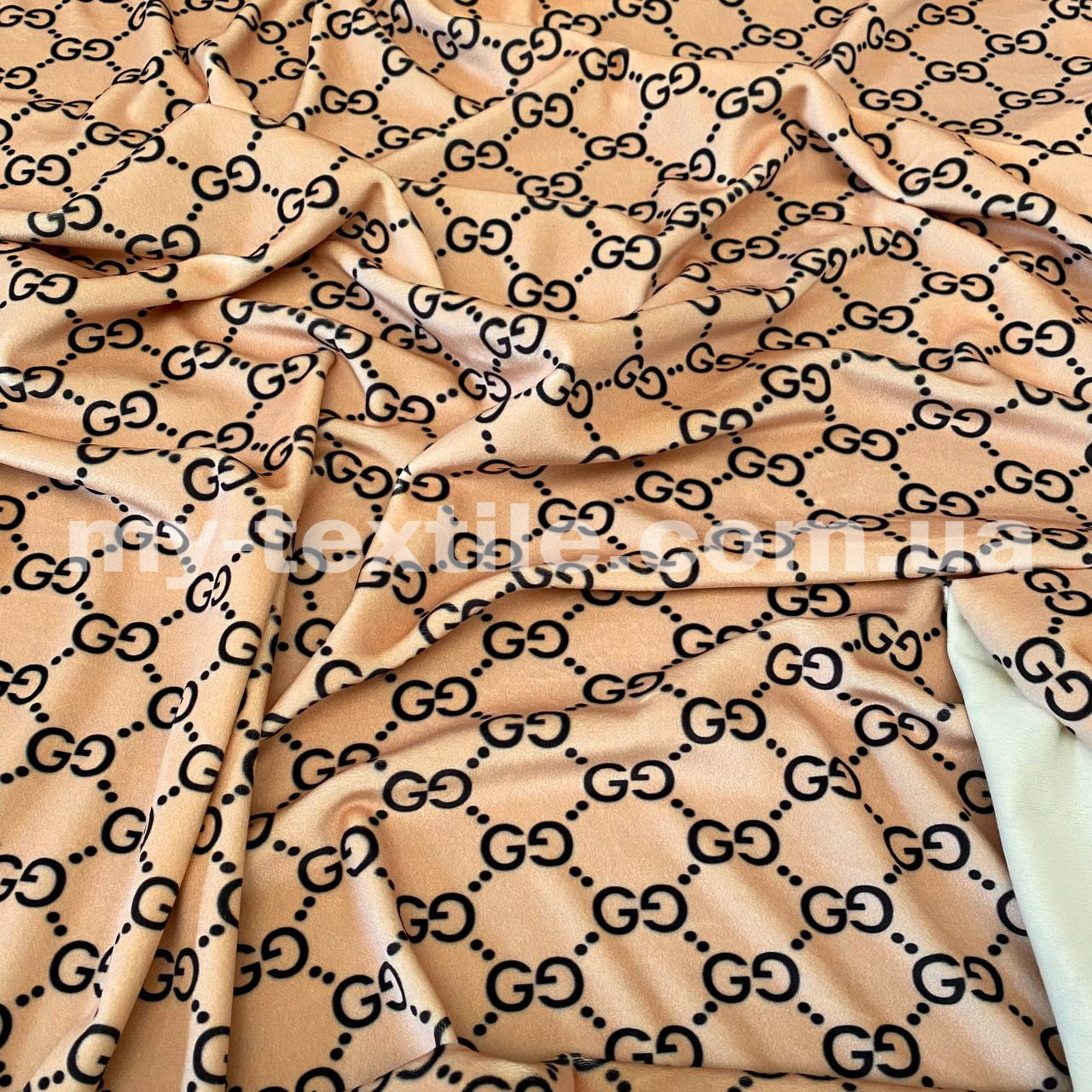 Велюр спорт на хутрі друкований принт Бежевий, фото 1