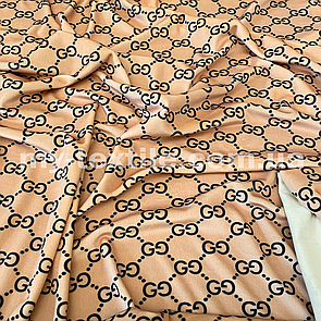 Велюр спорт на хутрі друкований принт Бежевий