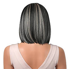 Перука чорна з меліруванням Leora, термоволокно DC2091-1, фото 4