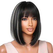 Перука чорна з меліруванням Leora, термоволокно DC2091-1, фото 2