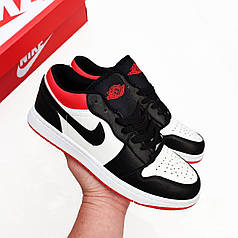 Кросівки Nike Air Jordan 1 Low чорні/білі/червоні (чоловічі і жіночі розміри)