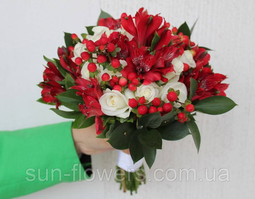 Весільний букет червоно-білий мікс, фото 1