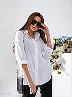Жіноча класична біла блузка-сорочка великих розмірів (р.50-56). Арт-3250/26