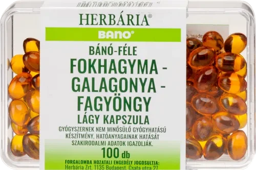Капсули Бано часник-глід-омела 100 штук-Fokhagyma-galagonya fagyöngy kapszula, 100 db, фото 1