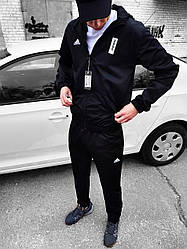 Чоловічий спортивний костюм Adidas чорний (вітровка + штани)