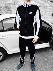Чоловічий спортивний костюм Adidas чорний з білим