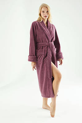 Турецький Махровий Жіночий Халат Nusa 6895 - Фуксія