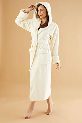 Турецький Махровий Жіночий Халат Nusa 6895 Кремовий