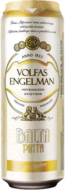 Пиво світле нефільтроване Volfas Engelman Balta Pinta 5.0% 0.568л Литва - фото 2 - id-p1997276993
