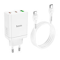 Адаптер сетевой Hoco Type-C для Lightning Cabel Start 3-port charger N33 |1USB/2Type-C, PD/QC, 35W/3A| white