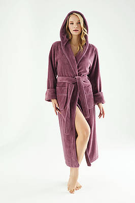 Турецький Махровий Жіночий Халат Nusa 6895 - Фуксія