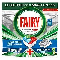 Таблетки для посудомийних машин Fairy Platinum Plus Свіжий трав'яний бриз Все в одному, 17 шт