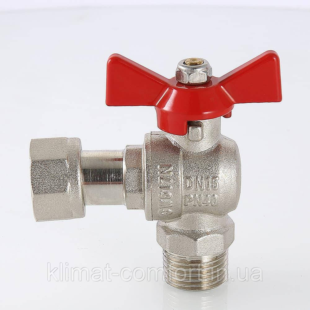 Кран кульовий Valtec кутовий з накидною гайкою вн-нар 3/4"х3/4" VT.267.N.0505