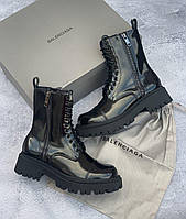 Ботинки женские демисезон Balenciaga Black Tractor Side-zip Boots Лак