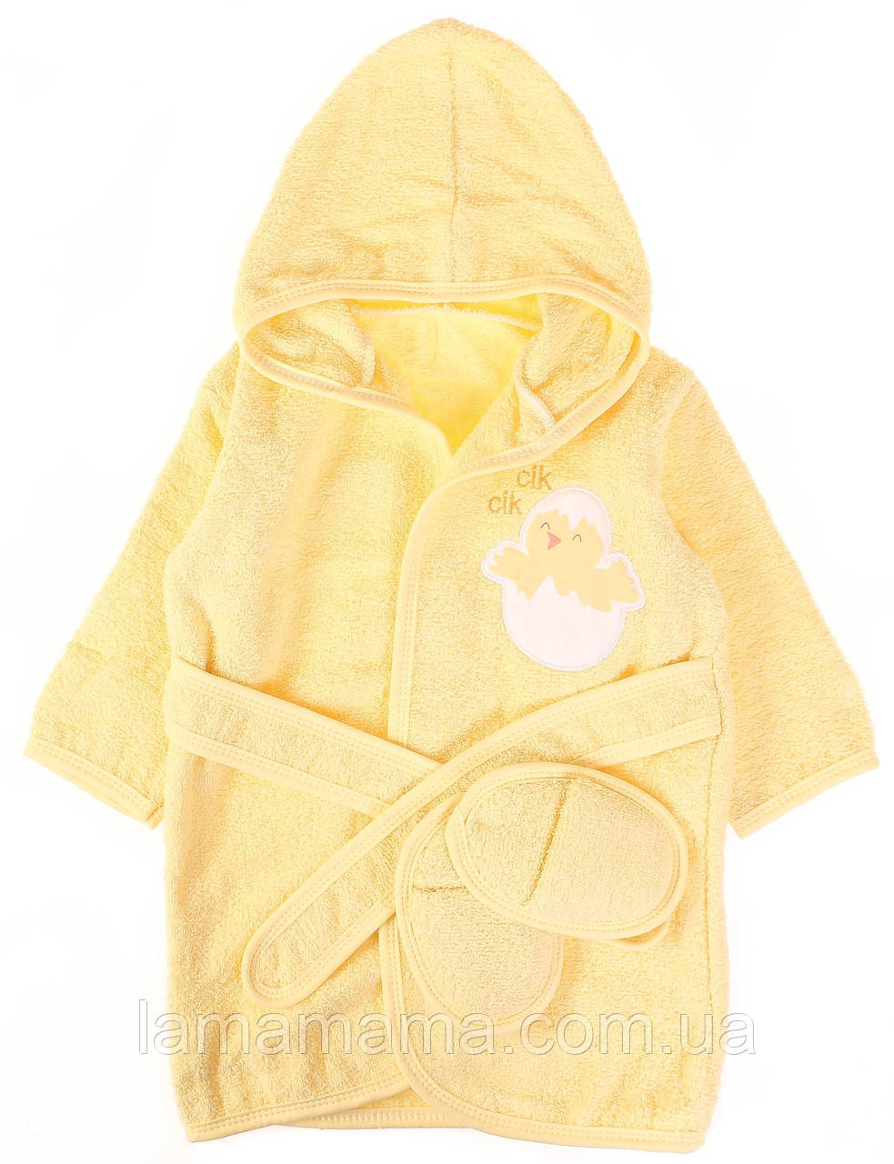 Комплект — дитячий махровий халат із капцями 62-86 см Курча Жовтий Bibaby