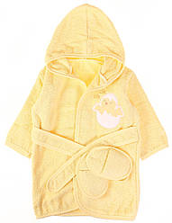 Комплект — дитячий махровий халат із капцями 62-86 см Курча Жовтий Bibaby