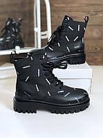 Ботинки женские демисезон Balenciaga All Over Logo Boots Black