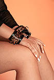 Наручники БДСМ із натуральної шкіри леопардово чорного кольору Scappa Кайф, фото 2