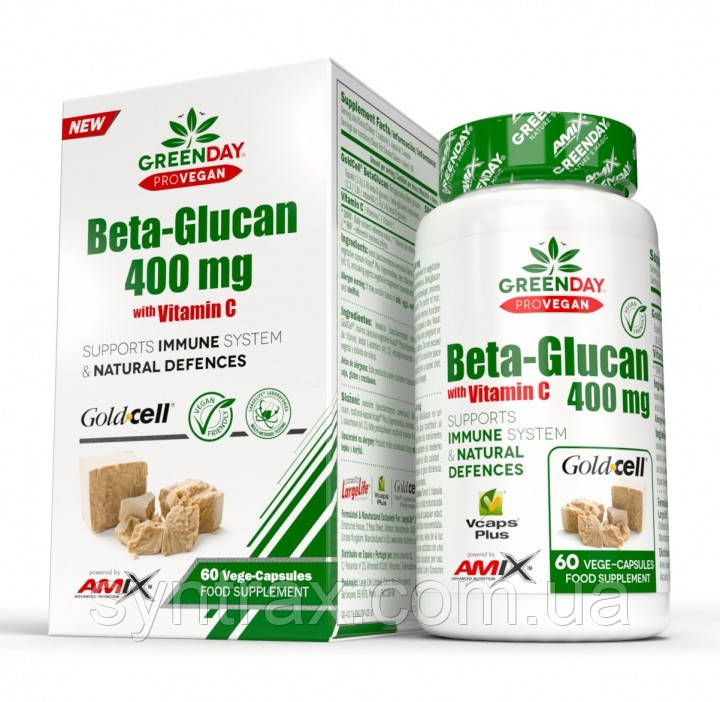 Amix Beta-Glucan 400 mg + Vitamin C 60 veg caps , бета глюкани