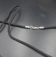 Шнурок шелковый с серебряными концевиками