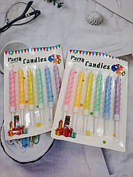 Свічка в торт 6 шт 7 см Макарун