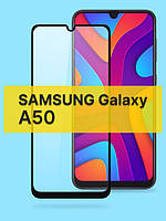 3D Защитное стекло для Samsung A50 / стекло на самсунг а50 / полная проклейка экрана / черная рамка.