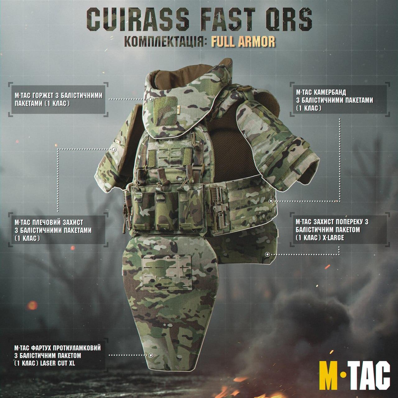 Максимальний захист, бронежилет (бронекостюм) М-ТАС QUIRASS QRS FAST MULTICAM TOS