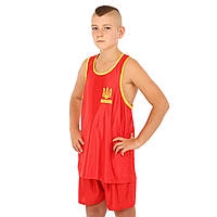 Детская форма для бокса UKRAINE SPORT CO-8941 (рост 125-165 см) красный М(26)-рост 135-145 см