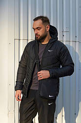 Комплект куртка Nike чорна + штани Nike. Барсетка Nike в подарунок!