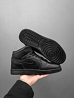 Мужские кроссовки Air Jordan 1 Retro High Black (с мехом) 555088-022