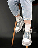 Жіночі кросівки Джордан Jordan 1 High Grey White (хутро) ALL10490, фото 3