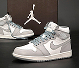Жіночі кросівки Джордан Jordan 1 High Grey White (хутро) ALL10490, фото 4