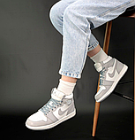 Жіночі кросівки Джордан Jordan 1 High Grey White (хутро) ALL10490, фото 6