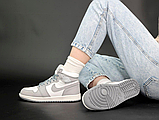 Жіночі кросівки Джордан Jordan 1 High Grey White (хутро) ALL10490, фото 8